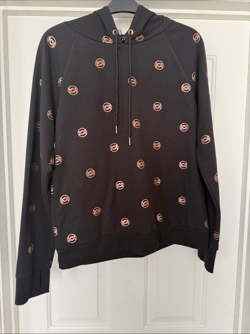 bebe SPORT New Black Hoodie, Rose-Gold Logo, size XL, Chest-44”.NWOT, perfect!